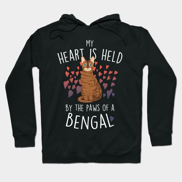 Bengal Cat Heart Hoodie by Psitta